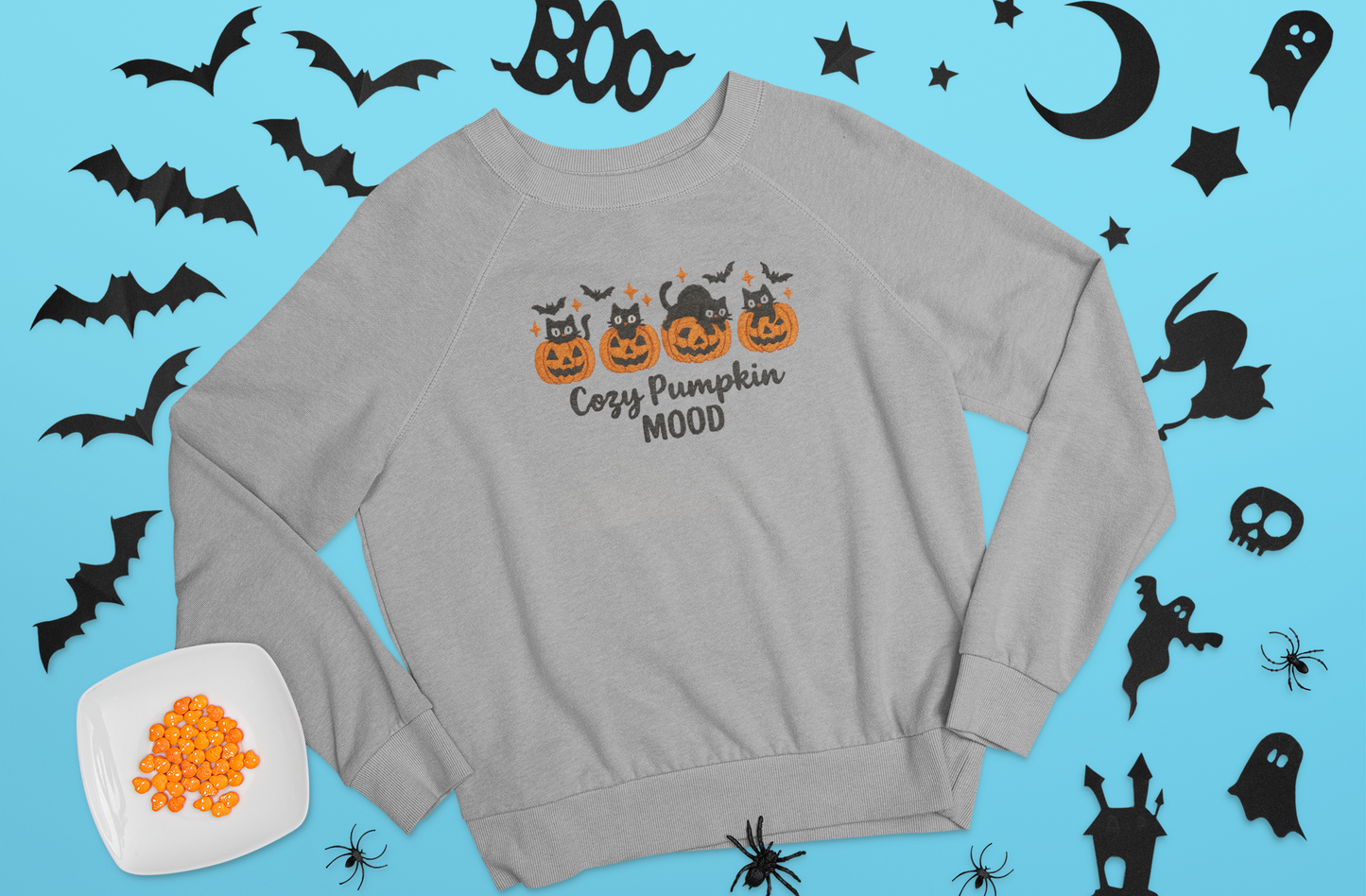 Cozy Pumpkin Mood Sweatshirt, Fall Sweater, Halloween Apparel, Unisex Crewneck, Autumn Fashion, Comfy Gift Idea