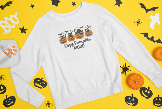 Cozy Pumpkin Mood Sweatshirt, Fall Sweater, Halloween Apparel, Unisex Crewneck, Autumn Fashion, Comfy Gift Idea